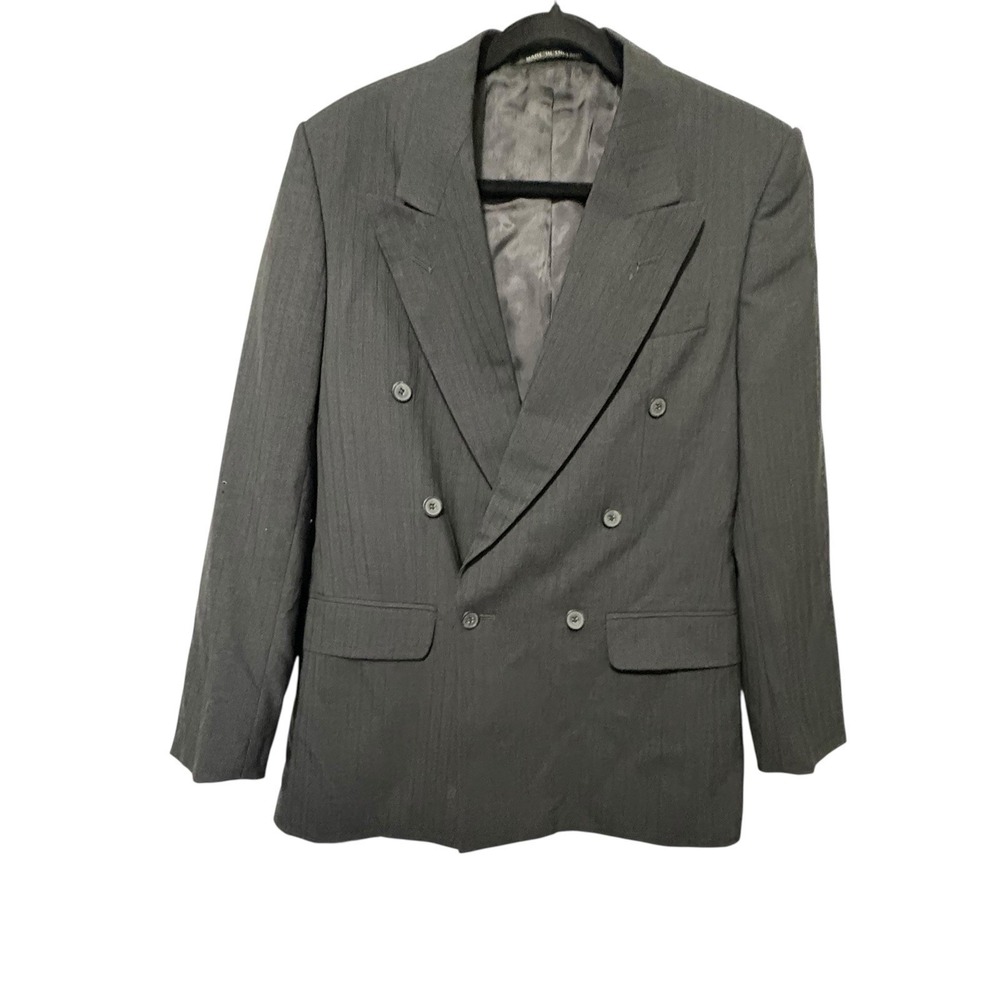 Alexander of London Gray DB Blazer 42R England Wool Vtg Read